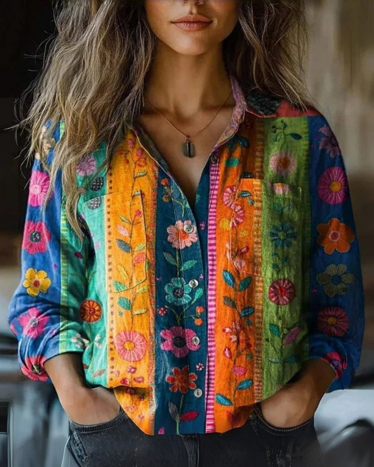 Bluzka Damska | Swobodny Krój w Stylu Retro