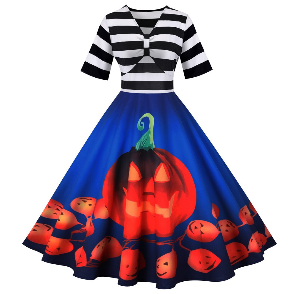 Sukienka Retro Dynia | Halloween Midi Kostium