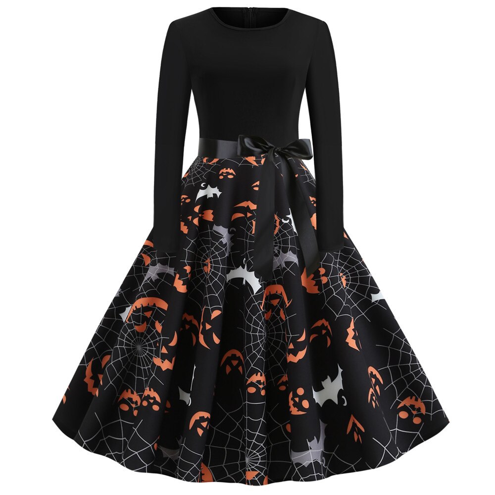 Gotycka Sukienka Halloween z Długim Rękawem | Strój w Stylu Bajkowym