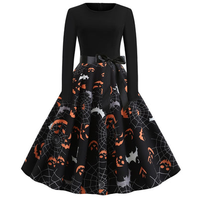 Gotycka Sukienka Halloween z Długim Rękawem | Strój w Stylu Bajkowym