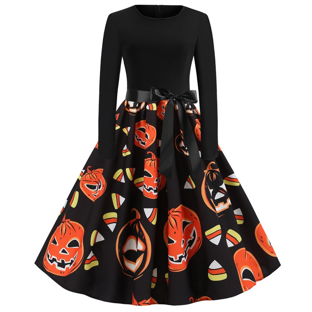 Gotycka Sukienka Halloween z Długim Rękawem | Strój w Stylu Bajkowym
