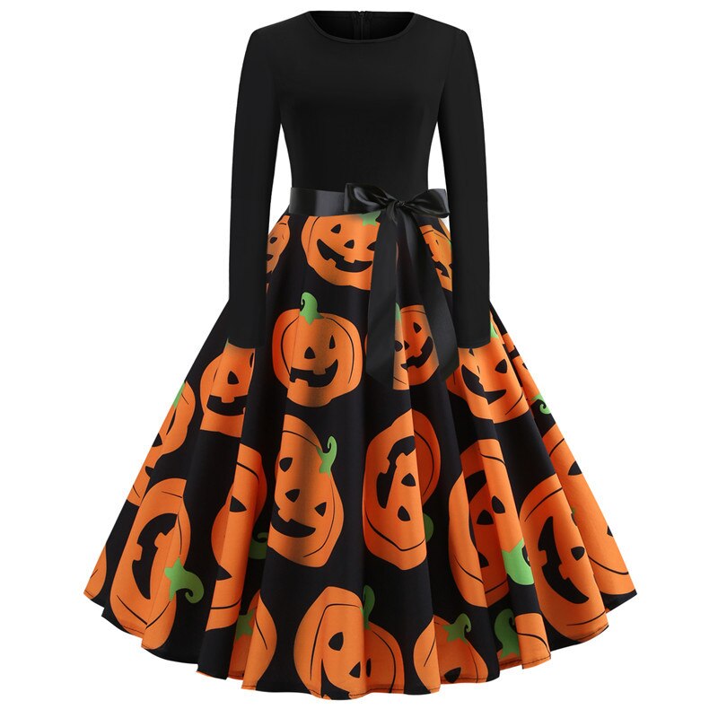 Gotycka Sukienka Halloween z Długim Rękawem | Strój w Stylu Bajkowym