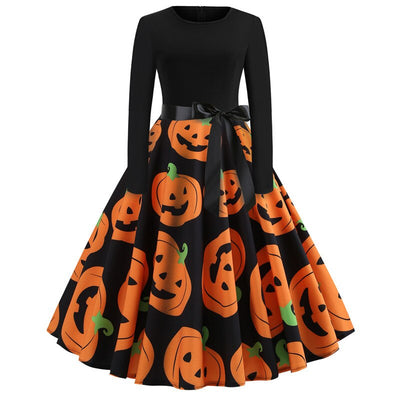 Gotycka Sukienka Halloween z Długim Rękawem | Strój w Stylu Bajkowym