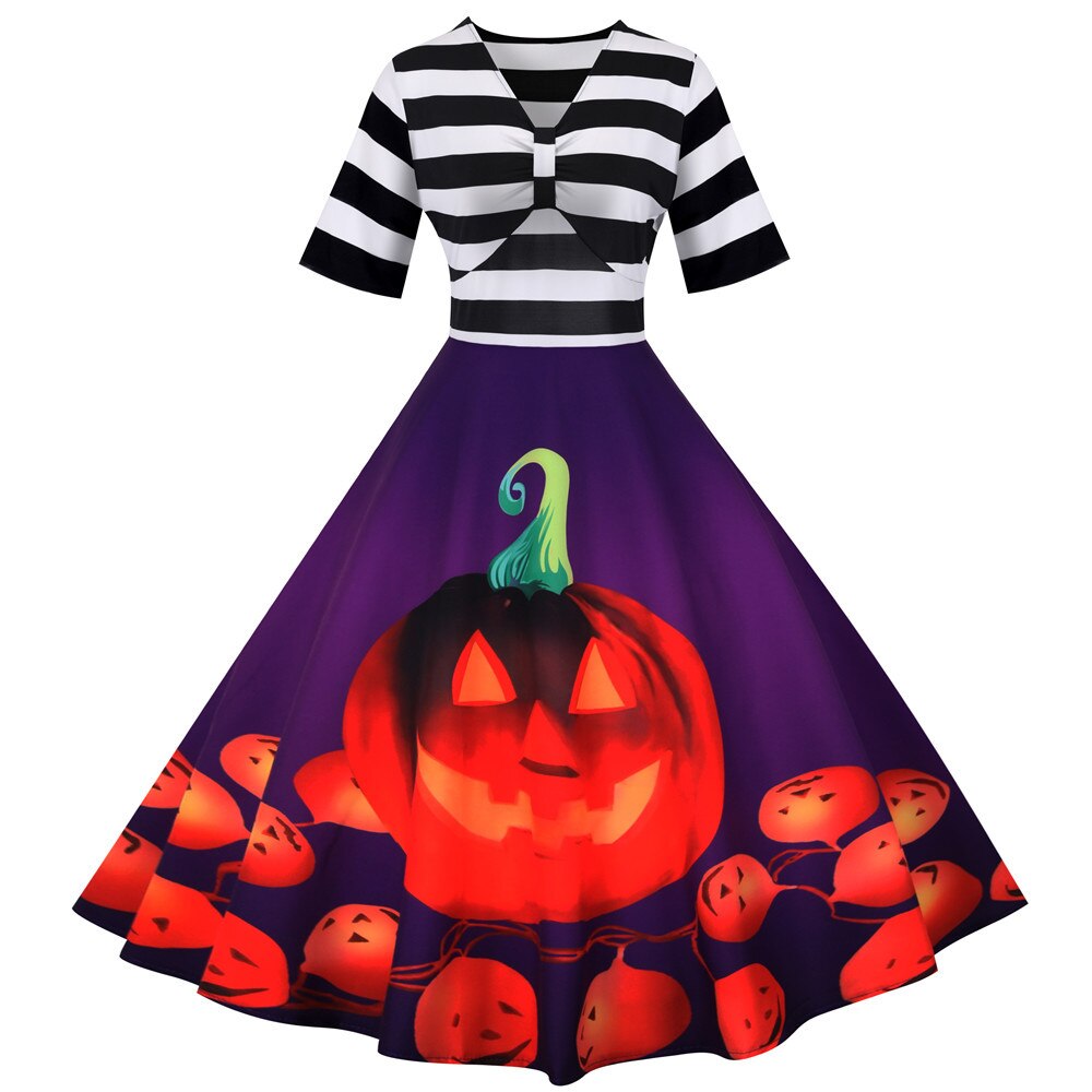 Sukienka Retro Dynia | Halloween Midi Kostium