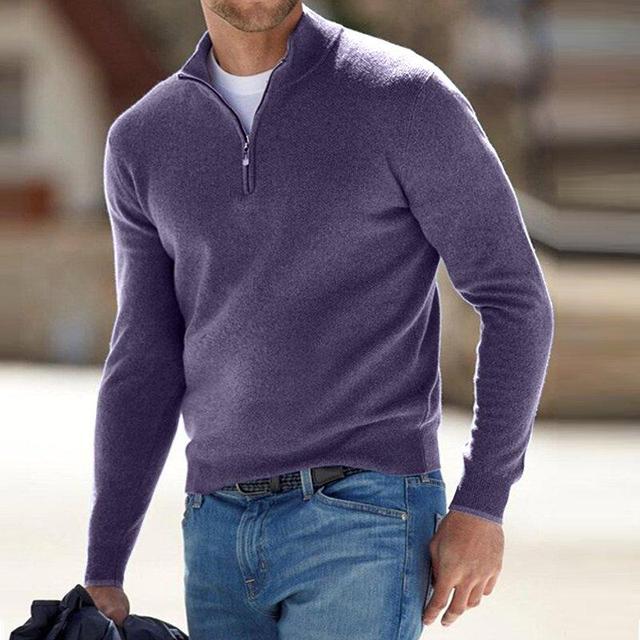 Sweter Męski | Sweter z Dekoltem V i Zamkiem