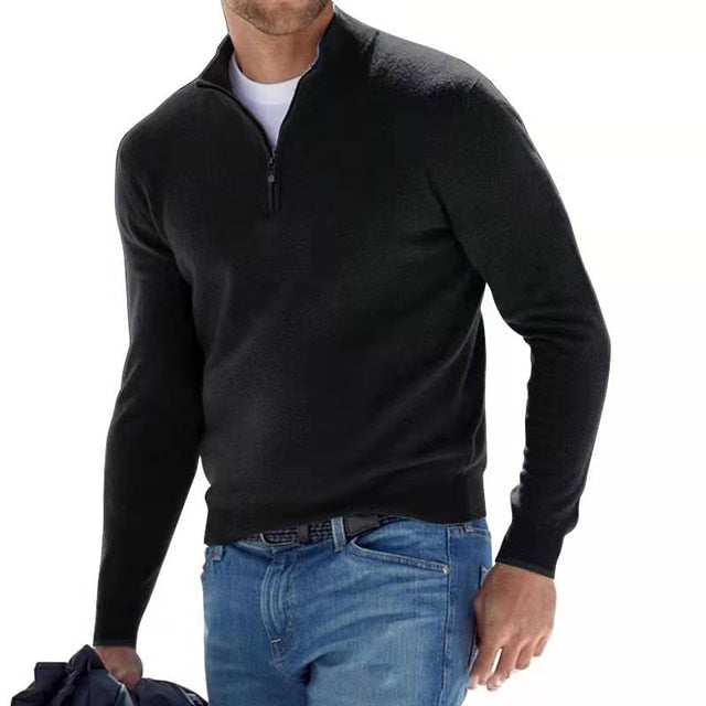Sweter Męski | Sweter z Dekoltem V i Zamkiem