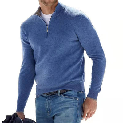 Sweter Męski | Sweter z Dekoltem V i Zamkiem