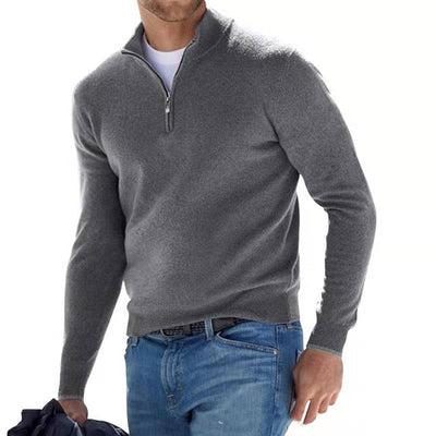 Sweter Męski | Sweter z Dekoltem V i Zamkiem