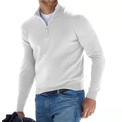 Sweter Męski | Sweter z Dekoltem V i Zamkiem