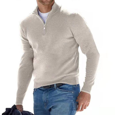 Sweter Męski | Sweter z Dekoltem V i Zamkiem