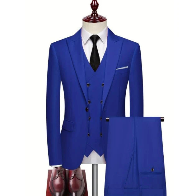 Męski Garnitur 3-Częściowy | Elegancki Styl Formalny