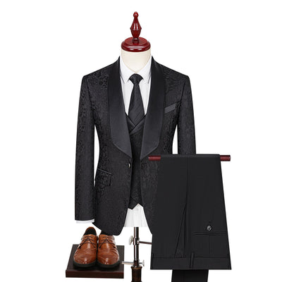 Męski Garnitur 3-Częściowy w Kwiaty | Elegancki Zestaw