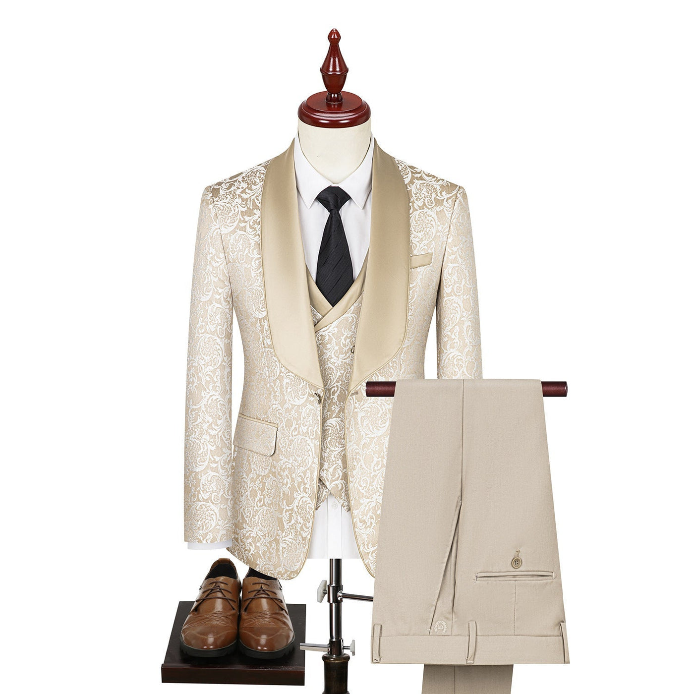 Męski Garnitur 3-Częściowy w Kwiaty | Elegancki Zestaw