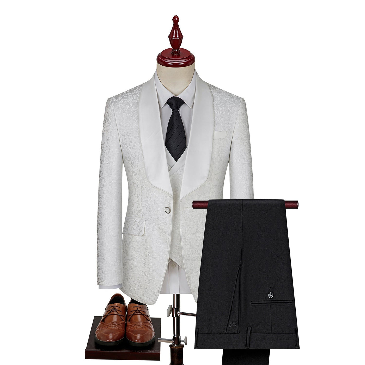 Męski Garnitur 3-Częściowy w Kwiaty | Elegancki Zestaw