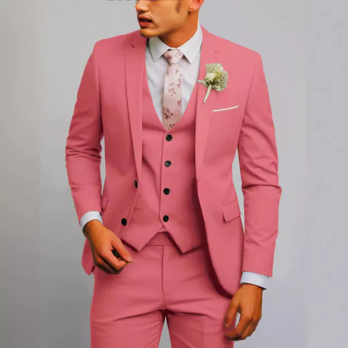 Męski Garnitur 3-Częściowy na Wesele | Elegancki Slim Fit