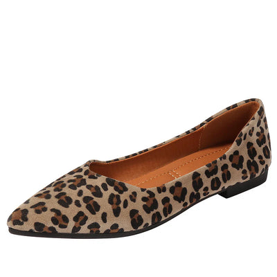 Damskie Baleriny w Panterkę | Eleganckie Buty z Szpicem