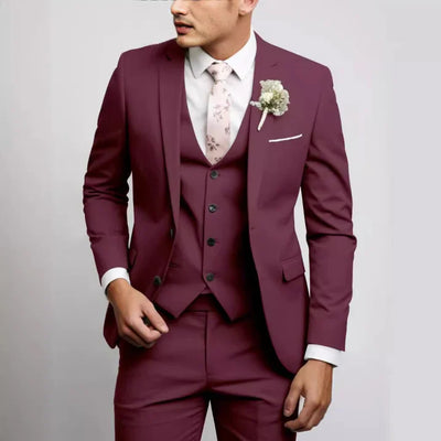 Męski Garnitur 3-Częściowy na Wesele | Elegancki Slim Fit