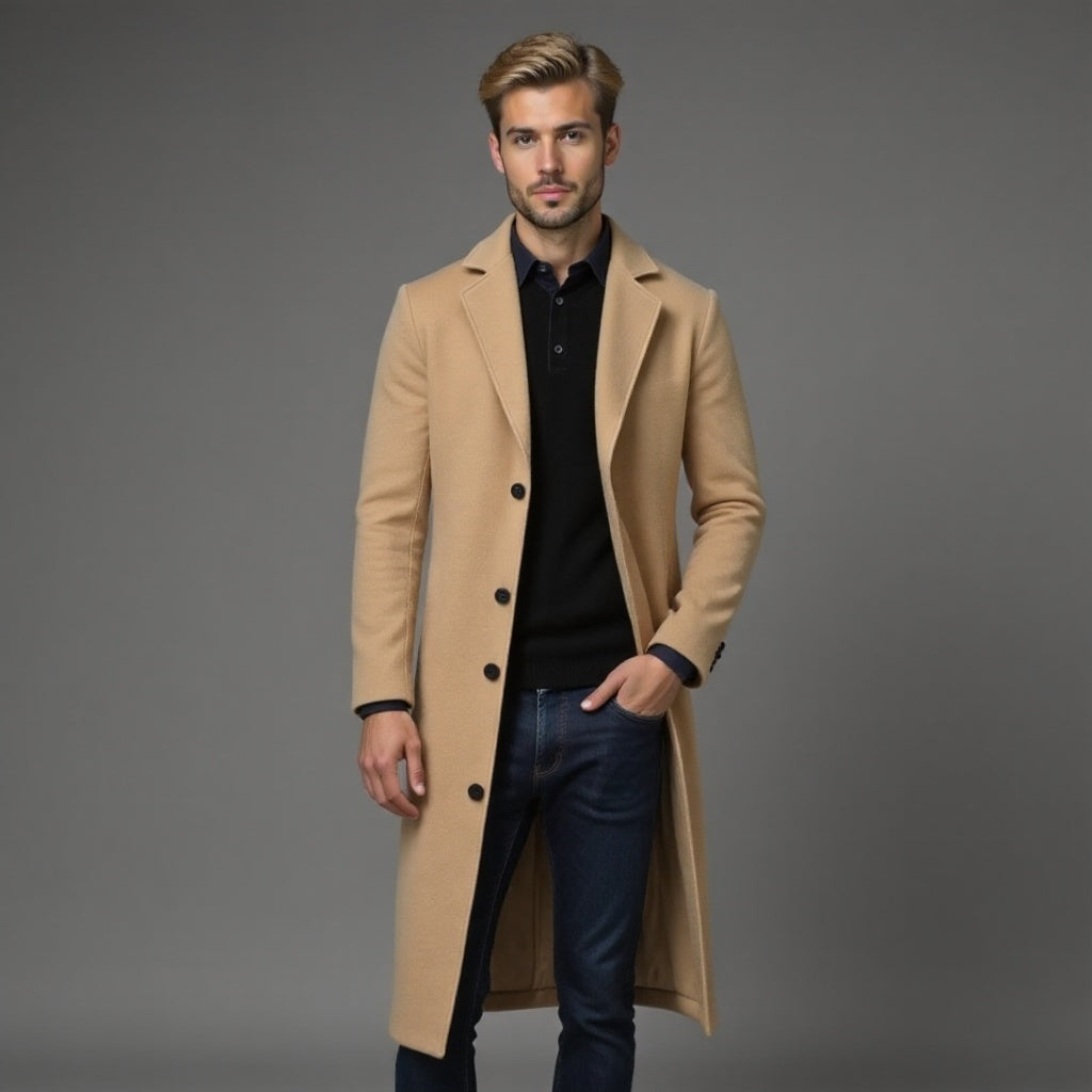 Męski Płaszcz Zimowy Slim Fit | Klasyczny
