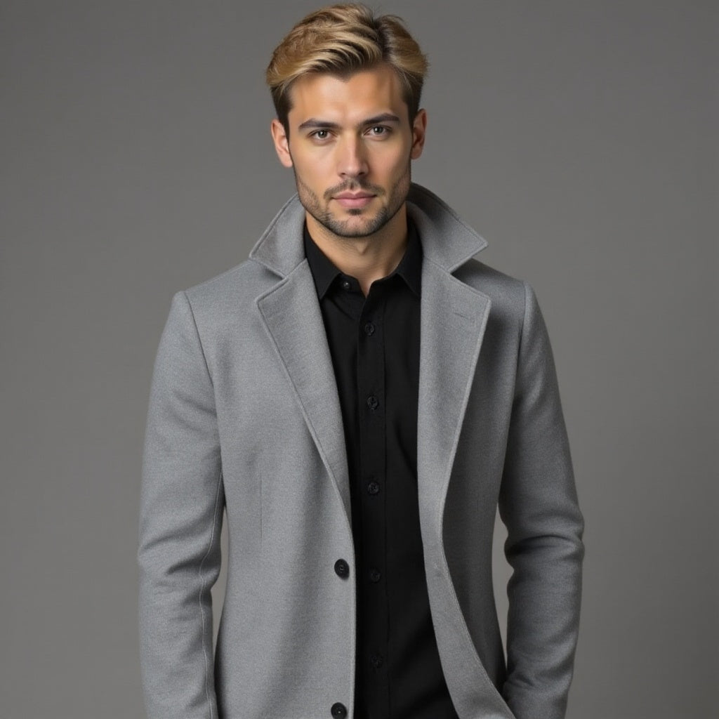 Męski Płaszcz Zimowy Slim Fit | Klasyczny