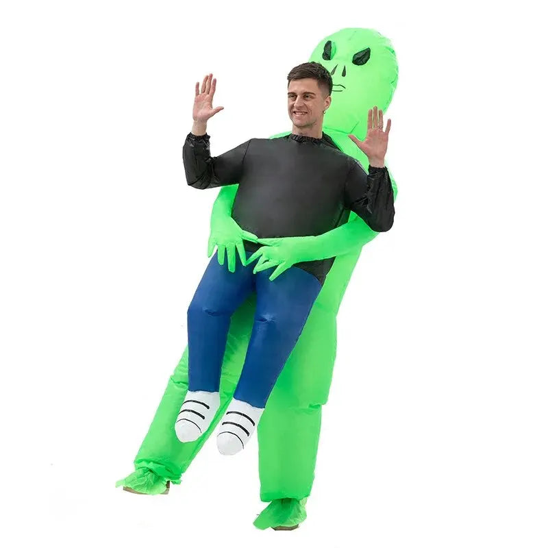 Zielony Dmuchany Kostium Obcego na Halloween