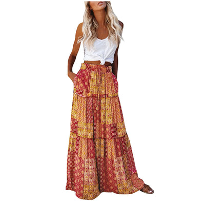 Damska Spódnica Boho Maxi | Kolorowa Spódnica Patchwork