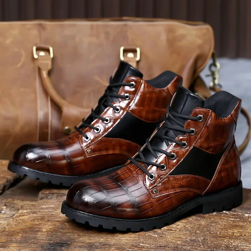 Męskie Nowoczesne Trzewiki Sznurowane | Stylowe Buty na Co Dzień