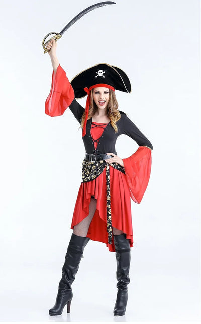 Sukienka Piratka Damska | Strój Kapitan Halloween Midi