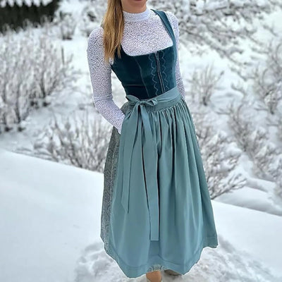 Damska Sukienka Dirndl z Długim Rękawem