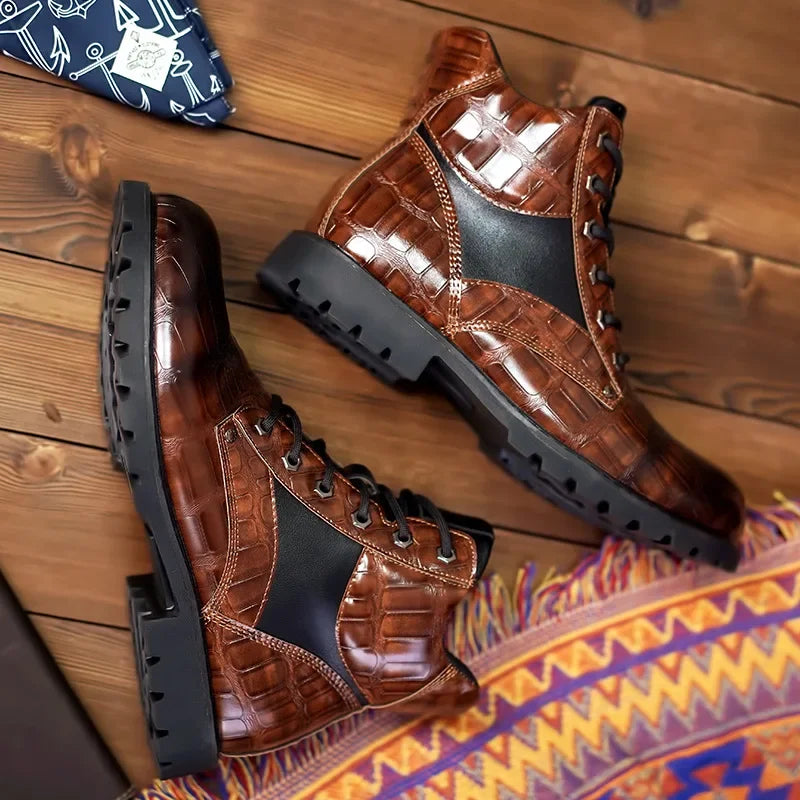 Męskie Nowoczesne Trzewiki Sznurowane | Stylowe Buty na Co Dzień