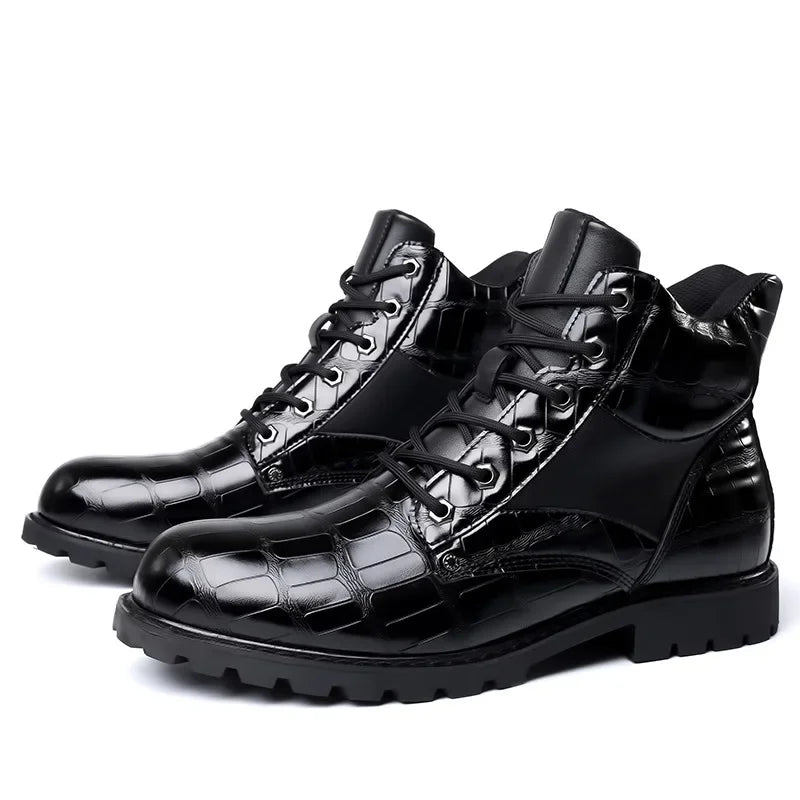 Męskie Nowoczesne Trzewiki Sznurowane | Stylowe Buty na Co Dzień