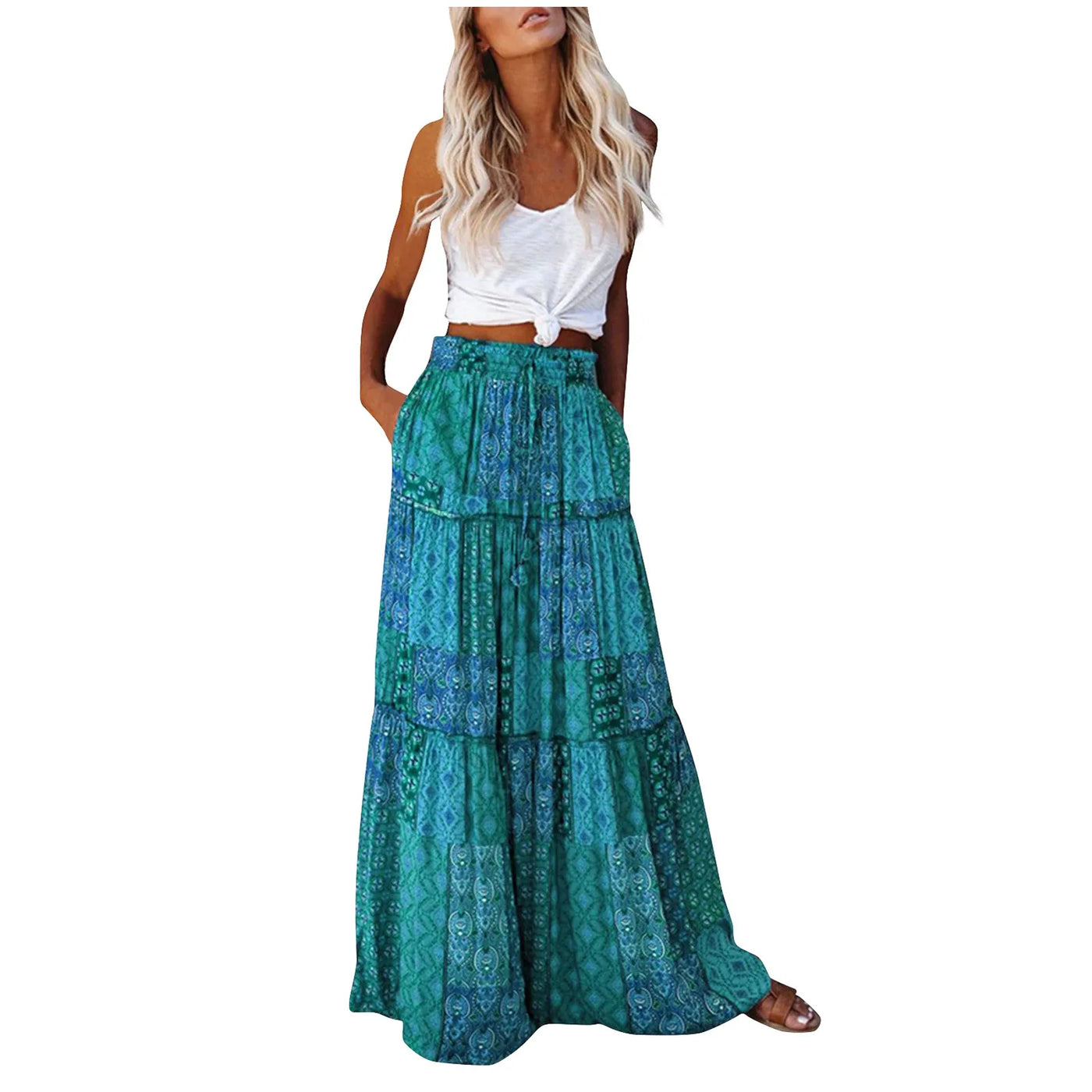 Damska Spódnica Boho Maxi | Kolorowa Spódnica Patchwork