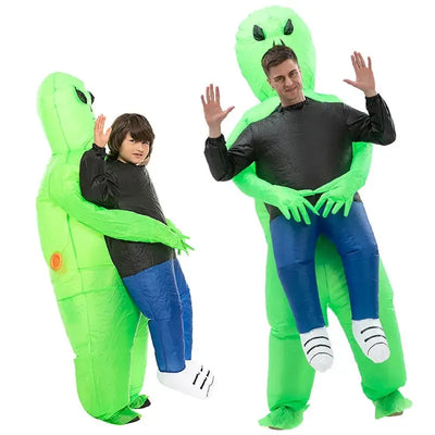 Zielony Dmuchany Kostium Obcego na Halloween
