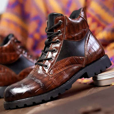 Męskie Nowoczesne Trzewiki Sznurowane | Stylowe Buty na Co Dzień