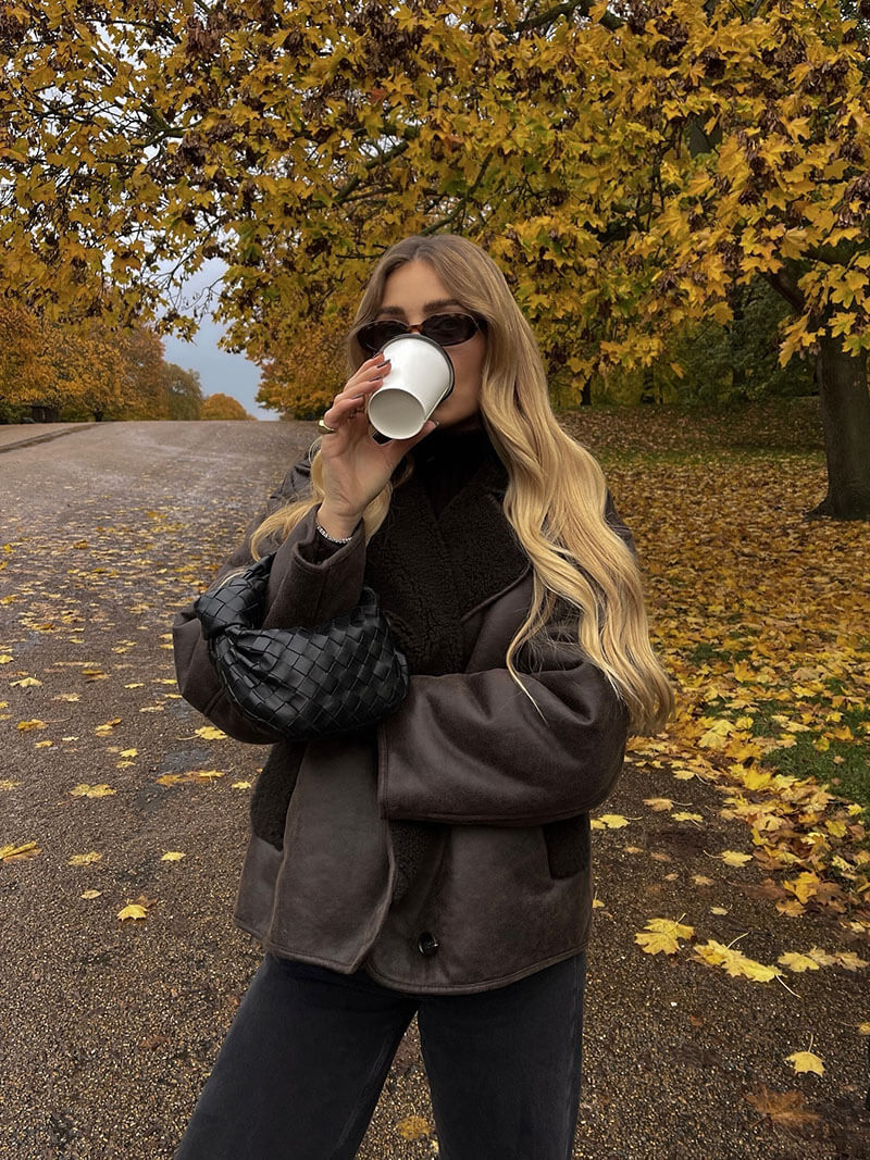 Kurtka Damska | Imitacja Skóry Ciepły Krój