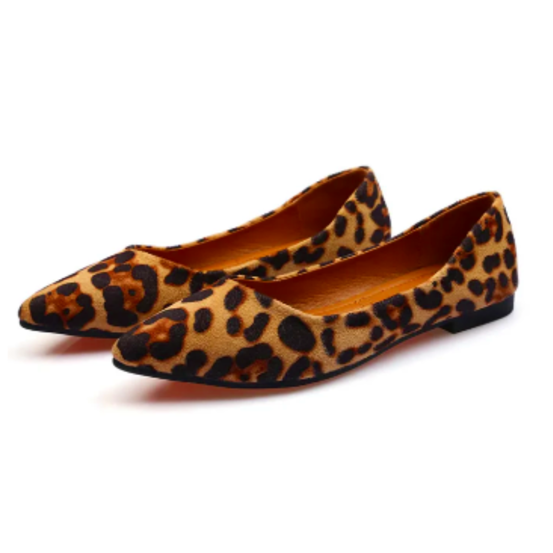 Damskie Baleriny w Panterkę | Eleganckie Buty z Szpicem