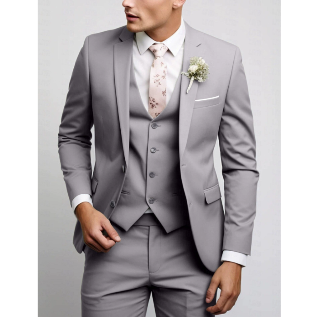 Męski Garnitur 3-Częściowy na Wesele | Elegancki Slim Fit