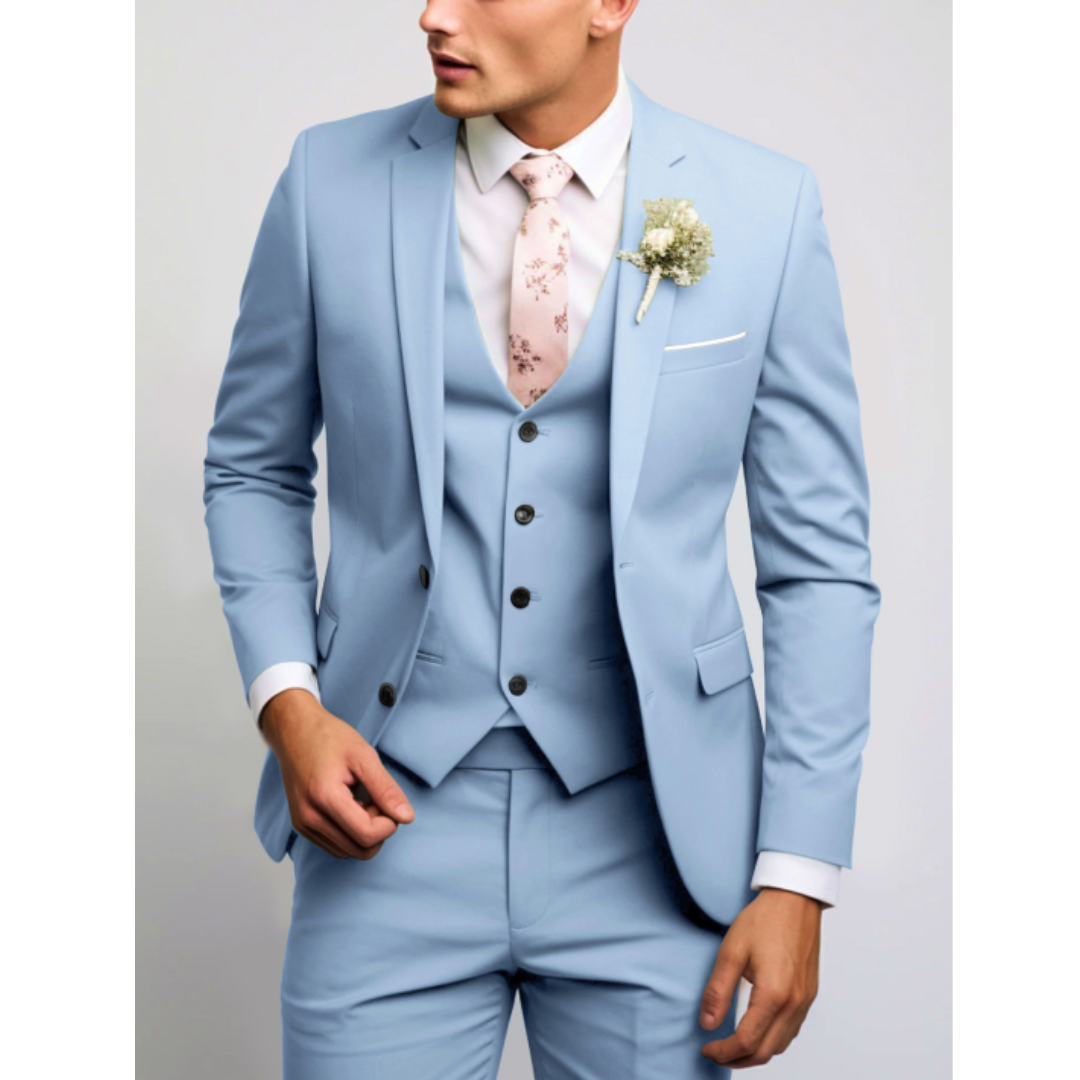 Męski Garnitur 3-Częściowy na Wesele | Elegancki Slim Fit
