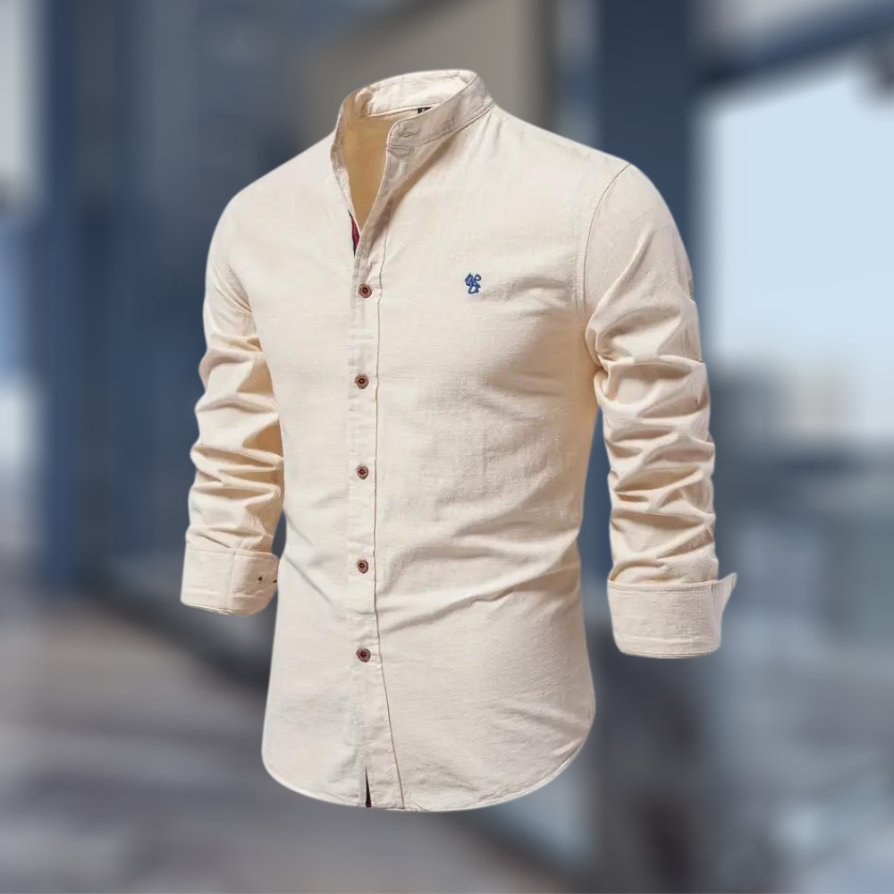 Męska Koszula Jesienna z Długim Rękawem | Elegancki Stójka