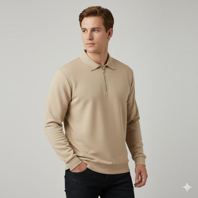 Męski Sweter z Ćwierć Zamkiem | Ciepły Geometryczny Golf