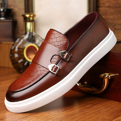 Męskie Loafers Vintage | Jednokolorowe Loafers z Klamrami
