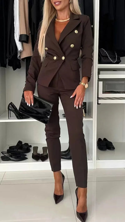 Damski Garnitur z Marynarką | Elegancki Dwurzędowy Zestaw