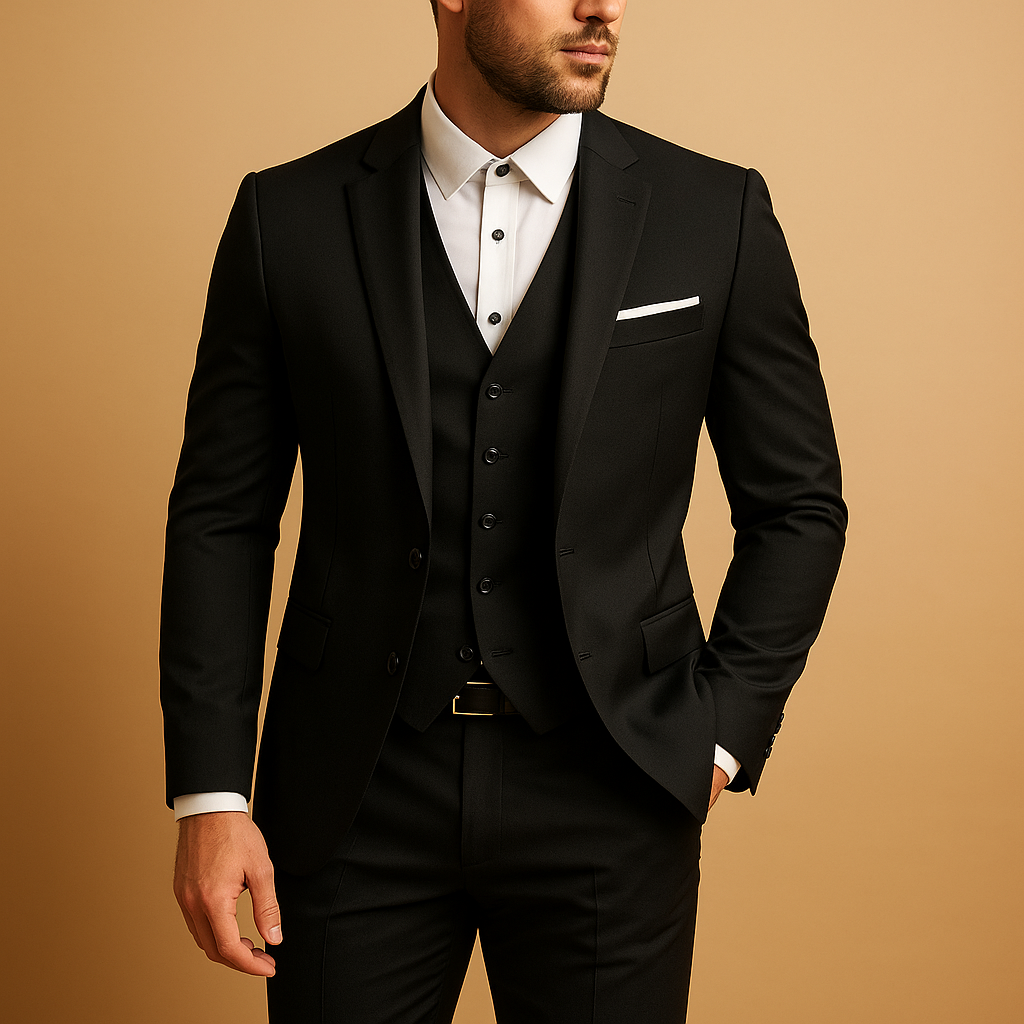 Garnitur Męski Slim Fit Trzyczęściowy | Marynarka Spodnie