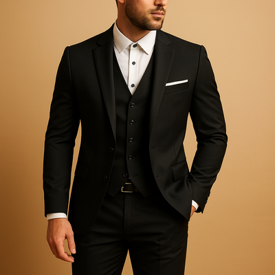 Garnitur Męski Slim Fit Trzyczęściowy | Marynarka Spodnie