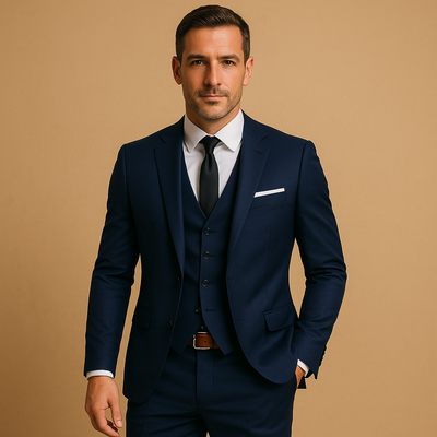 Garnitur Męski Slim Fit Trzyczęściowy | Marynarka Spodnie