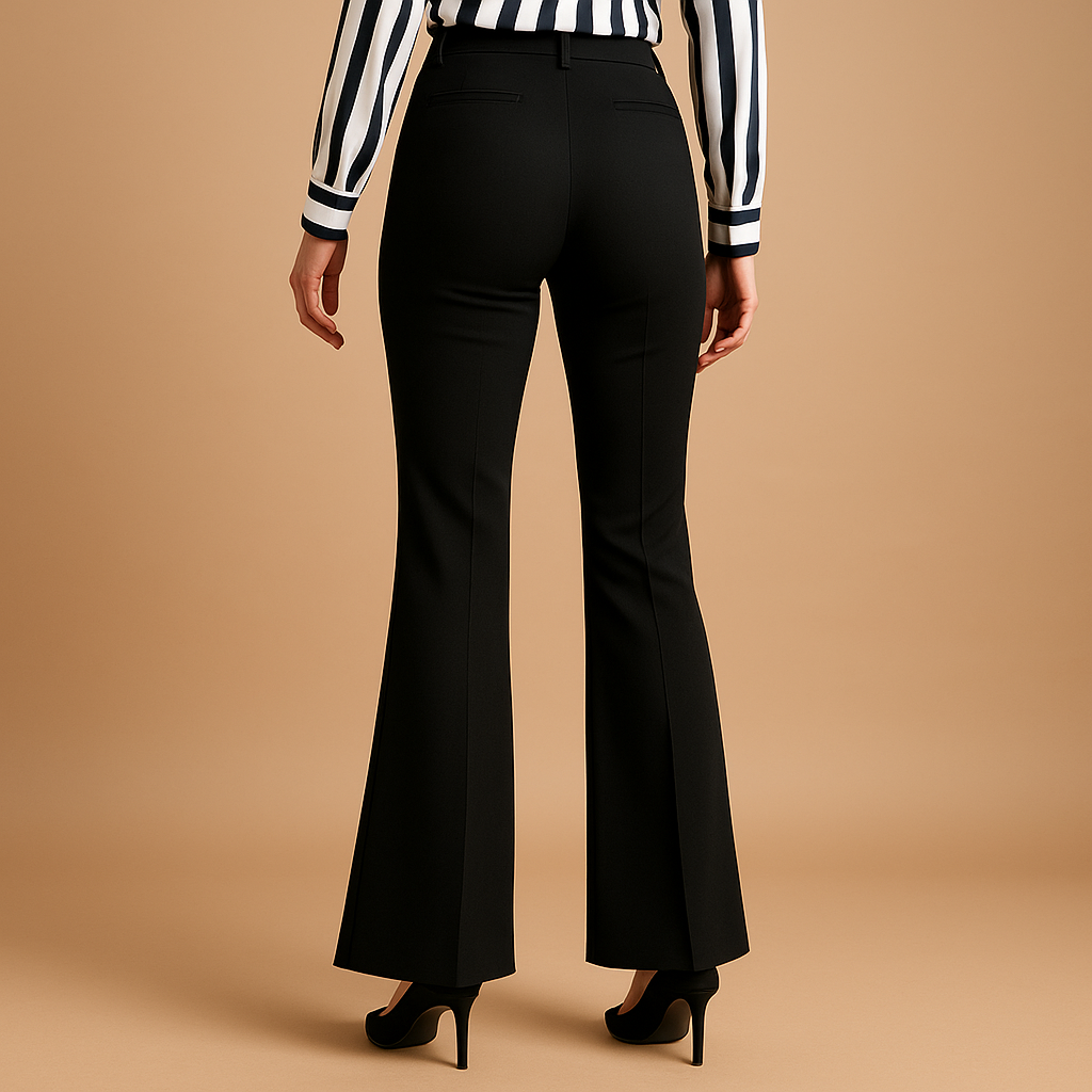 Damskie Spodnie z Wysokim Stanem | Eleganckie Rozszerzane Nogawki