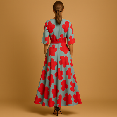 Długa Kwiecista Sukienka Damska | Elegancka Sukienka Letnia